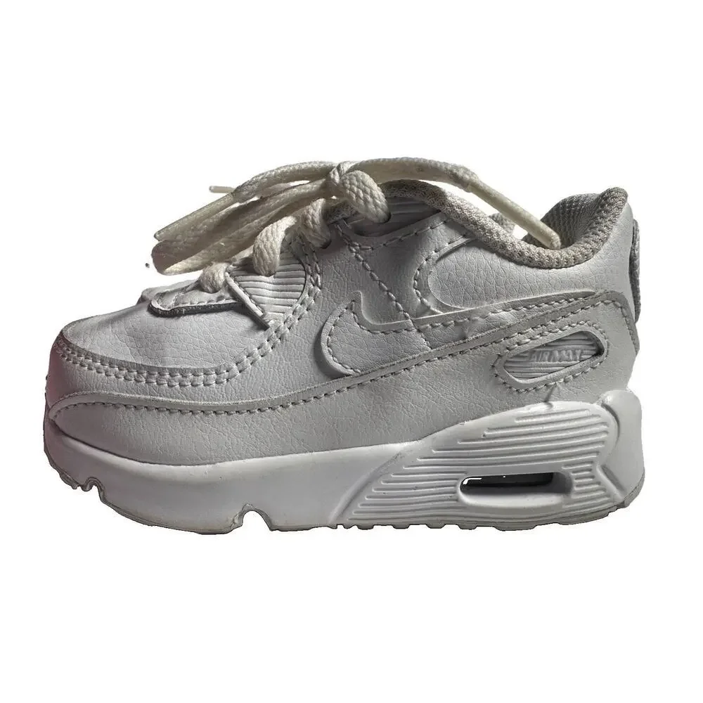 Nike Air Max 90 TD White Metallic Silver Toddler Shoes Size 7C CD6868-100
